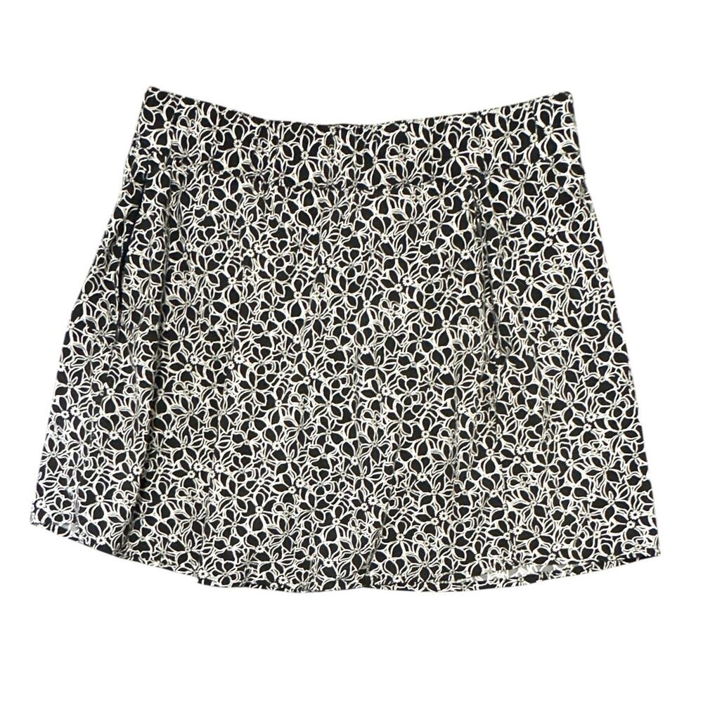 T by Talbots Skort Women's Large Petite Black White Floral Golf Pickleball Lined